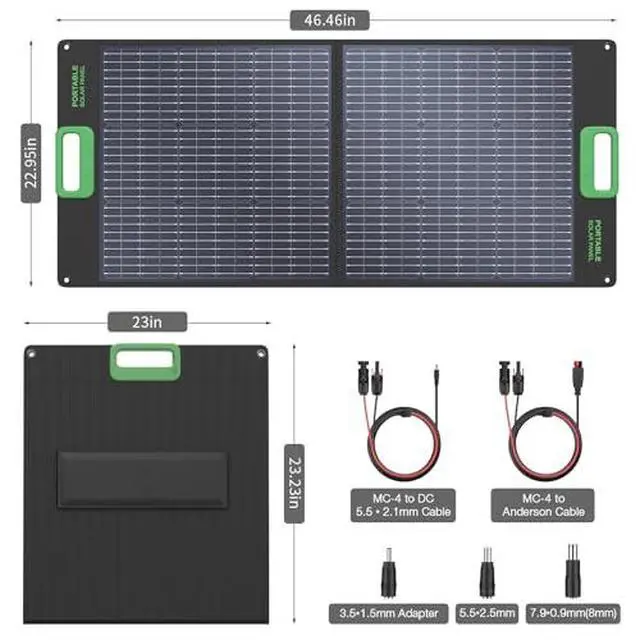Alt view image 6 of 7 - 100W Portable Solar Panel for Power Station Generator 23.5% High Efficiency