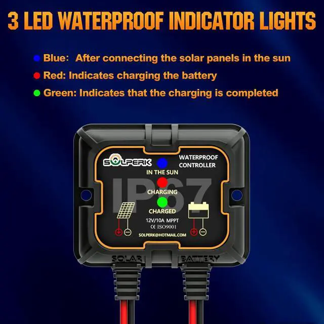 Alt view image 2 of 6 - 100W 12V Solar Battery Charger Waterproof Solar Battery Maintainer