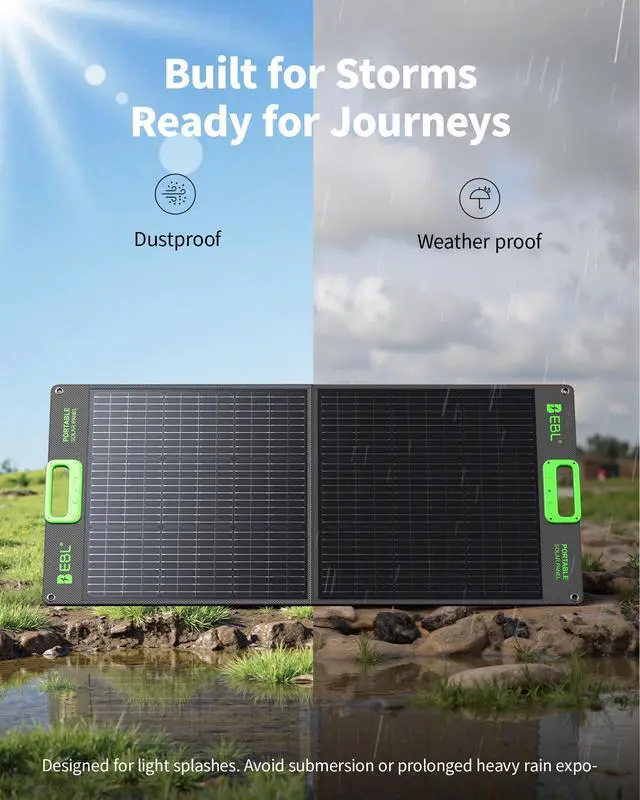 Alt view image 4 of 7 - Solar Panel 100W Portable Solar Panel for 300/500/1000 Power Station