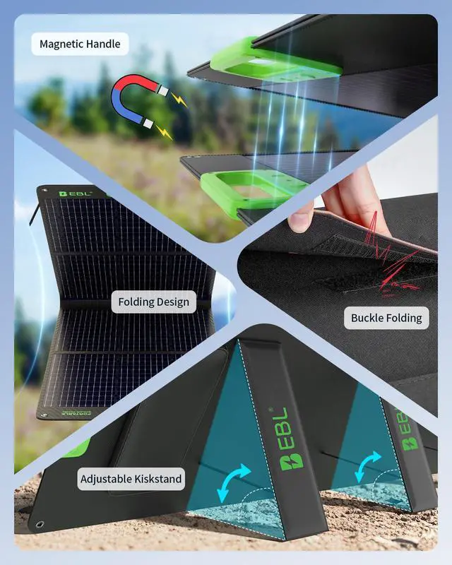 Alt view image 7 of 7 - Solar Panel 100W Portable Solar Panel for 300/500/1000 Power Station