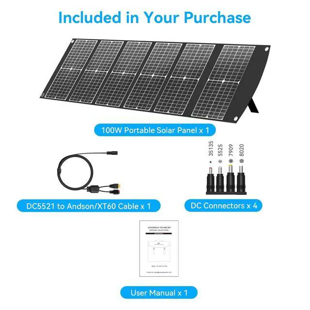 Alt view image 7 of 7 - 100W Portable Solar Panel CPC Material USB-C PD3.0 & 20V DC XT60 Anderson