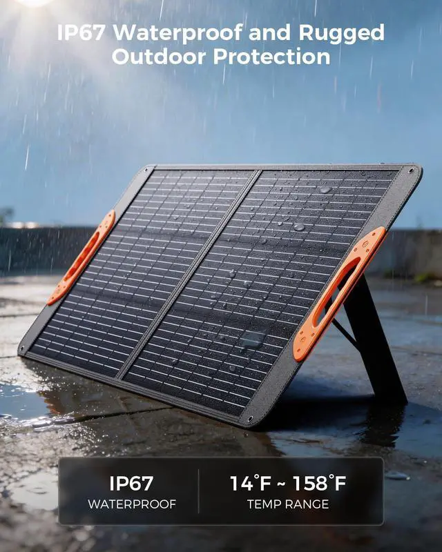 Alt view image 5 of 7 - 100W Portable Solar Panel for Power Station,23.5% Efficiency Mono Foldable Solar Charger for Jackery 300/Ecoflow River/Anker/Bluetti,IP67 Waterproof for Camping RV Off-Grid Emergency Power