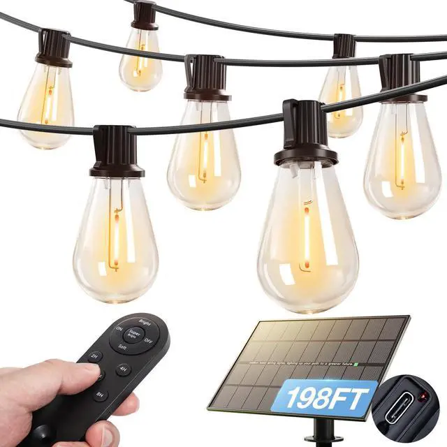 Main image of 198FT(192FT+6) Solar String Lights Outdoor, Waterproof, Last 20+ Hrs