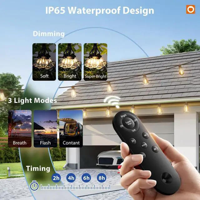 Alt view image 3 of 7 - 198FT(192FT+6) Solar String Lights Outdoor, Waterproof, Last 20+ Hrs