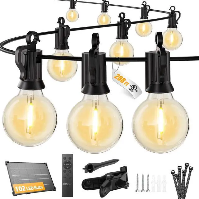 Main image of 208FT 102LED Solar String Lights Outdoor with Remote & USB Port