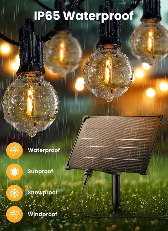 Alt view image 2 of 7 - 208FT 102LED Solar String Lights Outdoor with Remote & USB Port