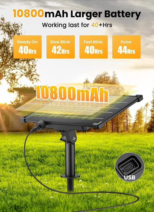 Alt view image 3 of 7 - 208FT 102LED Solar String Lights Outdoor with Remote & USB Port