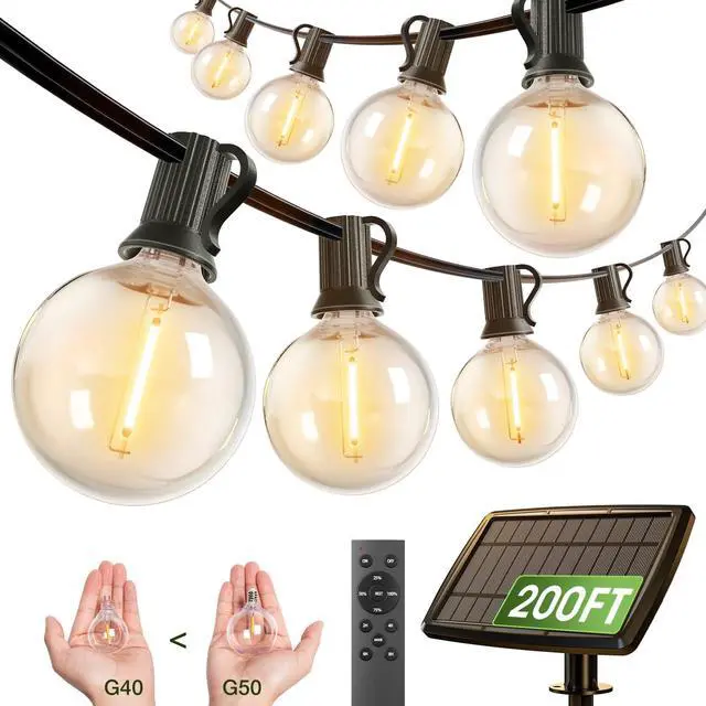 Main image of 200FT Solar String Lights for Outside G50 Waterproof