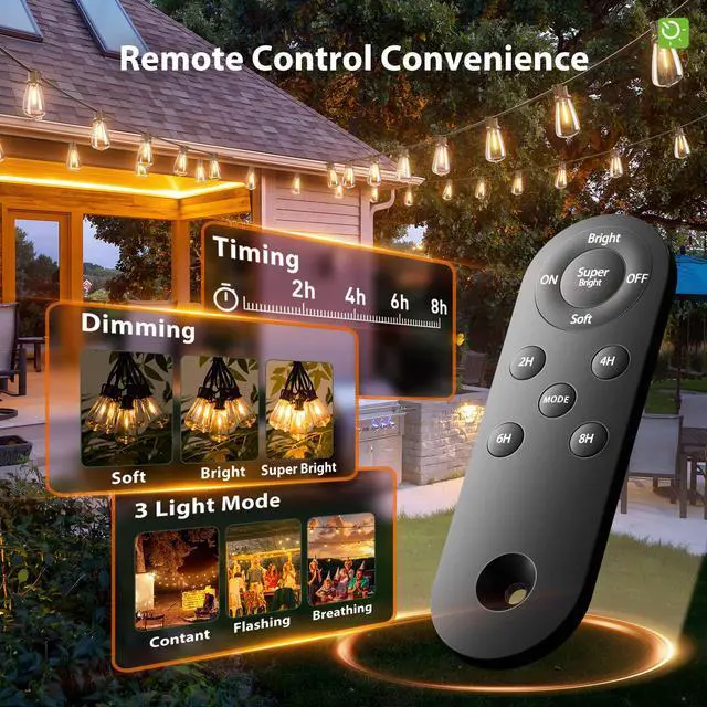 Alt view image 2 of 7 - 198FT(192+6) Solar String Lights Outdoor Waterproof with USB & Remote