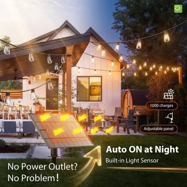 Alt view image 5 of 7 - 198FT(192+6) Solar String Lights Outdoor Waterproof with USB & Remote