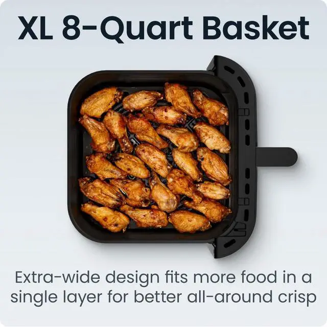 Alt view image 4 of 6 - Crispinator Air Fryer 7-in-1 with 8 Qt Capacity, 450°F Max Temp & TurboFry Pro Technology for Fast, Even Results, Bake, Broil, Dehydrate, Viewing Window, Nonstick Ceramic-Coated Basket