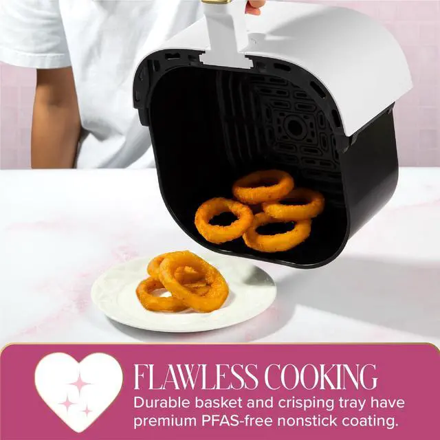 Alt view image 3 of 7 - 6-Quart Air Fryer, Nonstick Basket Made Without PFAS, Touchscreen, 8-in-1 (Fry, Roast, Broil, Bake, Reheat, Keep Warm, Pizza, Dehydrate), Dishwasher Safe Basket and Crisping Tray, White