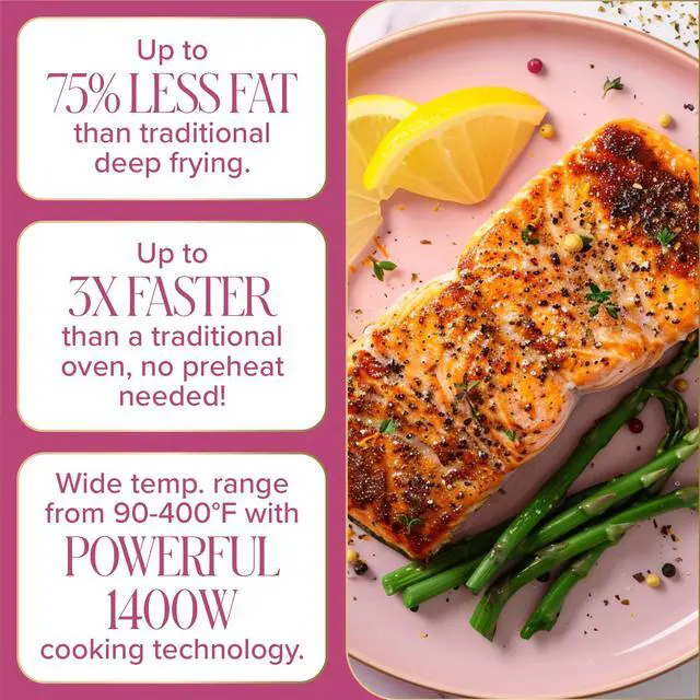 Alt view image 4 of 7 - 6-Quart Air Fryer, Nonstick Basket Made Without PFAS, Touchscreen, 8-in-1 (Fry, Roast, Broil, Bake, Reheat, Keep Warm, Pizza, Dehydrate), Dishwasher Safe Basket and Crisping Tray, White