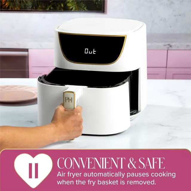 Alt view image 5 of 7 - 6-Quart Air Fryer, Nonstick Basket Made Without PFAS, Touchscreen, 8-in-1 (Fry, Roast, Broil, Bake, Reheat, Keep Warm, Pizza, Dehydrate), Dishwasher Safe Basket and Crisping Tray, White