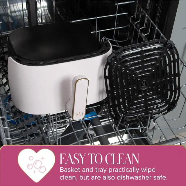 Alt view image 7 of 7 - 6-Quart Air Fryer, Nonstick Basket Made Without PFAS, Touchscreen, 8-in-1 (Fry, Roast, Broil, Bake, Reheat, Keep Warm, Pizza, Dehydrate), Dishwasher Safe Basket and Crisping Tray, White