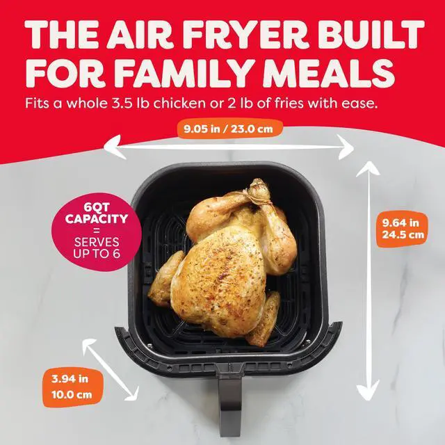 Alt view image 5 of 7 - Vortex 6QT XL Air Fryer, 4-in-1 Functions that Crisps, Roasts, Reheats, Bakes for Quick Easy Meals, 100+ In-App Recipes, is Dishwasher-Safe, from the Makers of , Black