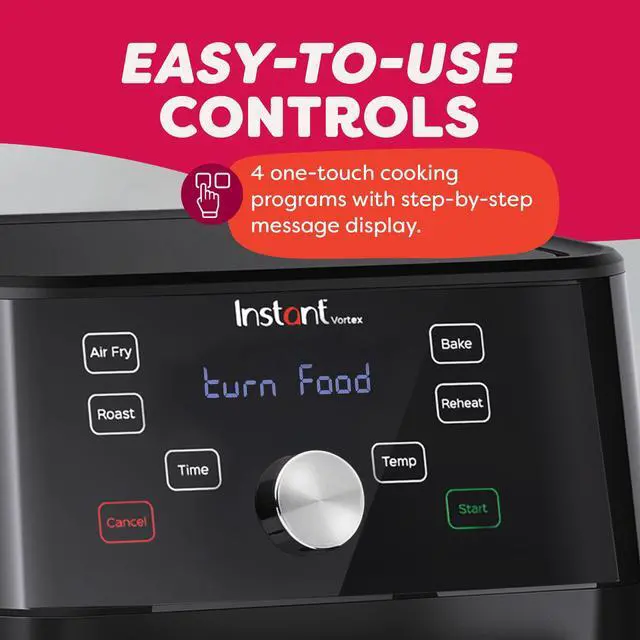 Alt view image 4 of 7 - Vortex 6QT XL Air Fryer, 4-in-1 Functions that Crisps, Roasts, Reheats, Bakes for Quick Easy Meals, 100+ In-App Recipes, is Dishwasher-Safe, from the Makers of , Black