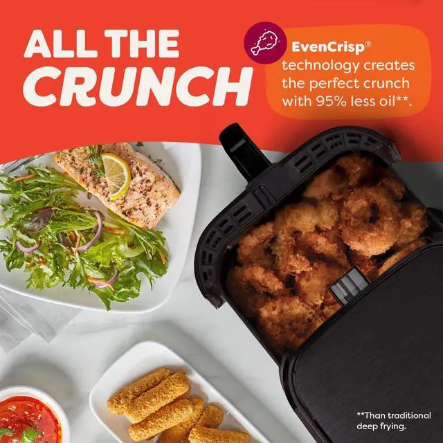 Alt view image 6 of 7 - Vortex 6QT XL Air Fryer, 4-in-1 Functions that Crisps, Roasts, Reheats, Bakes for Quick Easy Meals, 100+ In-App Recipes, is Dishwasher-Safe, from the Makers of , Black
