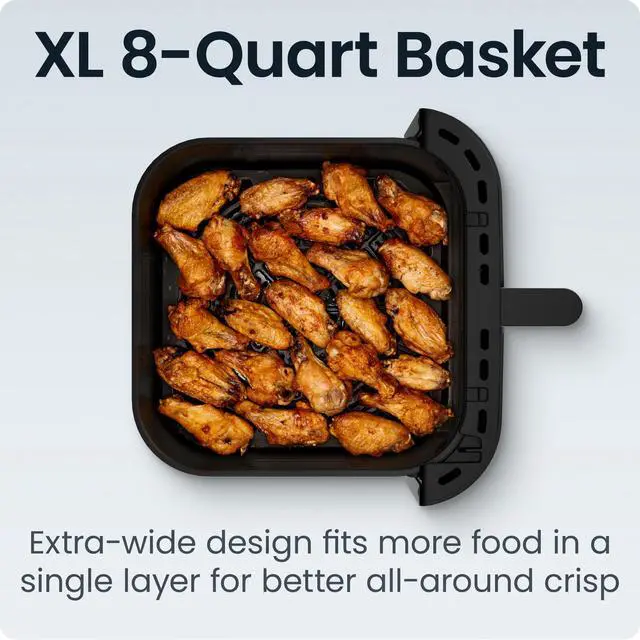 Alt view image 4 of 6 - Crispinator Air Fryer 6-in-1 with 8 Qt capacity, 450°F Max Temp with TurboFry Pro Technology for Fast and Even Results, Viewing Window, Nonstick Ceramic Basket