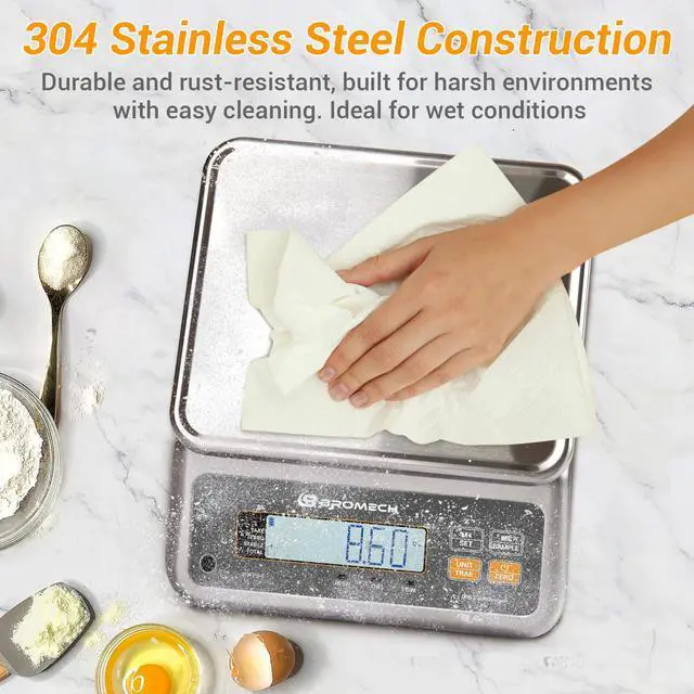Alt view image 2 of 7 - Food Scale Pound and Ounce, Rechargable, Commercial Grade, Stainless Steel Platform, for Meat Shop, Deli, Produce Market (66lb)