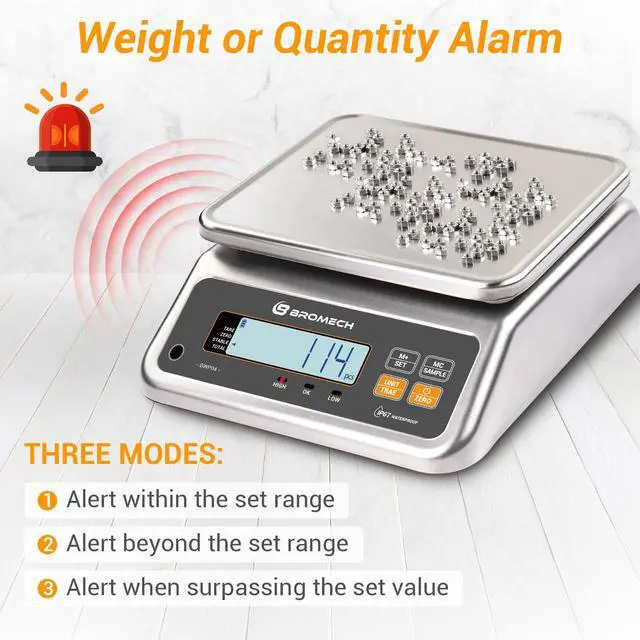 Alt view image 7 of 7 - Food Scale Pound and Ounce, Rechargable, Commercial Grade, Stainless Steel Platform, for Meat Shop, Deli, Produce Market (66lb)