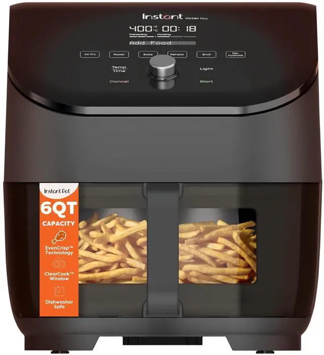 Main image of Vortex Plus 6QT ClearCook Air Fryer, Clear Windows, Custom Program Options, 6-in-1 Functions, Crisps, Broils, Roasts, Dehydrates, Bakes, Reheats, from the Makers of , Black