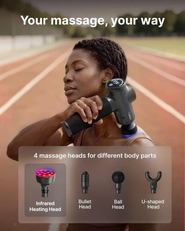 Alt view image 6 of 7 - Active 2 Red Massage Gun with 850nm Infrared Heating & 3 Light Modes