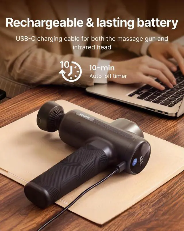 Alt view image 7 of 7 - Active 2 Red Massage Gun with 850nm Infrared Heating & 3 Light Modes