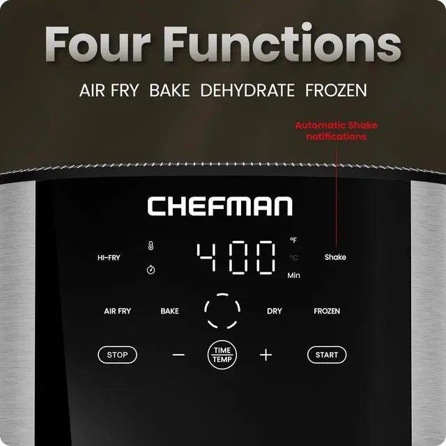 Alt view image 4 of 7 - Air Fryer 8 Qt | TurboFry® 4-in-1 with 450°F Hi-Fry Option for Crispier Results | Bake, Dehydrate, Frozen | XL Nonstick Dishwasher-Safe Basket | Stainless Steel