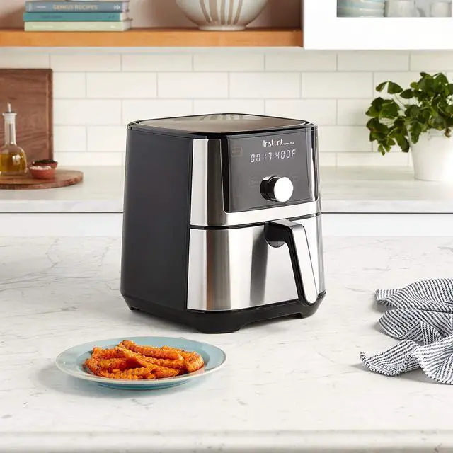 Alt view image 2 of 7 - 4QT Vortex Plus 6-in-1 Mini Air Fryer, Custom Program Options, Crisps, Broils, Roasts, Dehydrates, Bakes, Reheats, 100+ In-App Recipes, Stainless Steel,4 Quarts