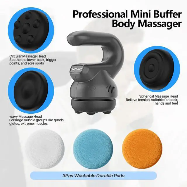 Alt view image 2 of 7 - Handheld Professional Mini Orbital Buffer Relief Massager, Adjustable Multi-Speed Vibration Deep Tissue Body Chiropractic Massager for Neck, Shoulder, Leg,Back muscle pain relief massage therapy