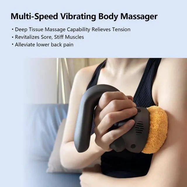 Alt view image 3 of 7 - Handheld Professional Mini Orbital Buffer Relief Massager, Adjustable Multi-Speed Vibration Deep Tissue Body Chiropractic Massager for Neck, Shoulder, Leg,Back muscle pain relief massage therapy