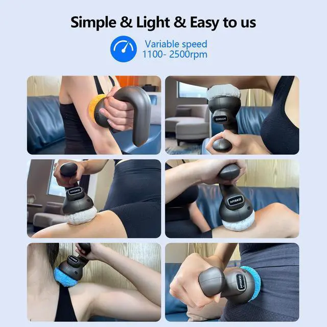 Alt view image 4 of 7 - Handheld Professional Mini Orbital Buffer Relief Massager, Adjustable Multi-Speed Vibration Deep Tissue Body Chiropractic Massager for Neck, Shoulder, Leg,Back muscle pain relief massage therapy