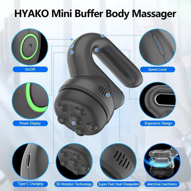 Alt view image 5 of 7 - Handheld Professional Mini Orbital Buffer Relief Massager, Adjustable Multi-Speed Vibration Deep Tissue Body Chiropractic Massager for Neck, Shoulder, Leg,Back muscle pain relief massage therapy