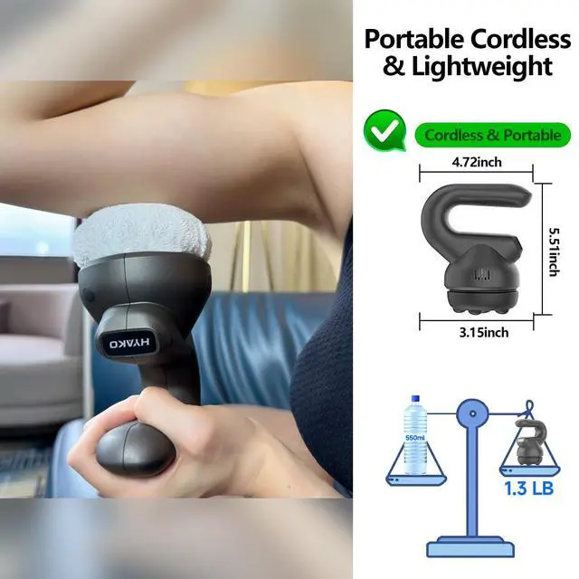Alt view image 6 of 7 - Handheld Professional Mini Orbital Buffer Relief Massager, Adjustable Multi-Speed Vibration Deep Tissue Body Chiropractic Massager for Neck, Shoulder, Leg,Back muscle pain relief massage therapy