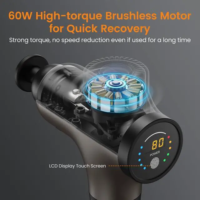 Alt view image 6 of 7 - 3 Massage Gun, Massage Gun Deep Tissue for Athletes, Professional Muscle Percussion Massager, Massager for Shoulder Leg Back Body Pain Relief, Quiet Portable Sport Tool, Gifts for Him