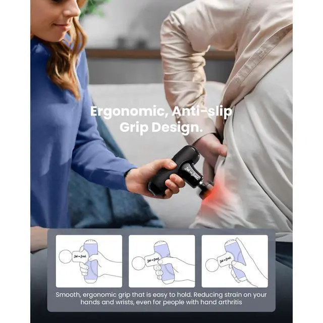 Alt view image 6 of 7 - Q2 Plus Mini Massage Gun with Heat, Pocket-Sized Heated Deep Tissue Massager, FSA Portable Muscle Massager Gun, Ultra Small & Quiet Travel Massage Gun for Pain Relief, HSA Eligible