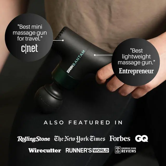 Alt view image 6 of 7 - Bantam Mini Massage Gun - Compact Deep Tissue Muscle Massager with Adjustable Speeds & 4 Attachments - Long Battery Life, Lightweight, Travel Friendly