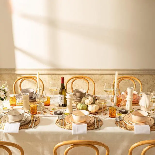 Alt view image 3 of 7 - Plates and Bowls Sets, 18 Piece Dinnerware Set Porcelain Round Dinner Set for 6, Scratch Resistant Dishes Set, Dishwasher and Oven Microwave Safe Handpainted Swirl Dishware Sets, Neutral
