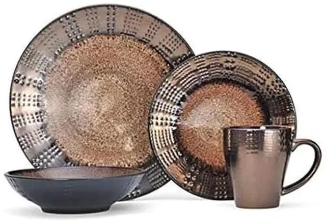 Main image of Mikasa Gourmet Basics Verona 16-Piece Stoneware Dinnerware Set, Service for 4, Includes Dinner Plates, Salad Plates, Soup Bowls and Mugs, Dishwasher and Microwave Safe
