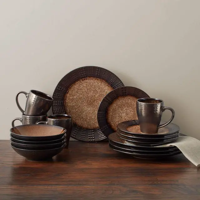 Alt view image 7 of 7 - Mikasa Gourmet Basics Verona 16-Piece Stoneware Dinnerware Set, Service for 4, Includes Dinner Plates, Salad Plates, Soup Bowls and Mugs, Dishwasher and Microwave Safe