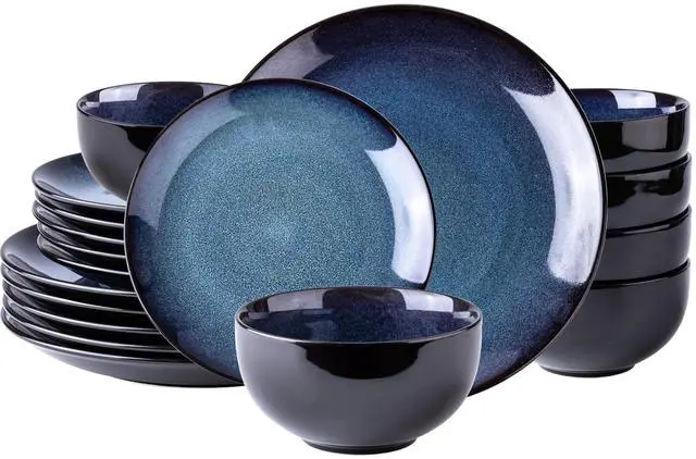 Main image of Ceramic Dinnerware Sets for 6,18Pcs Stoneware Plates and Bowls Set