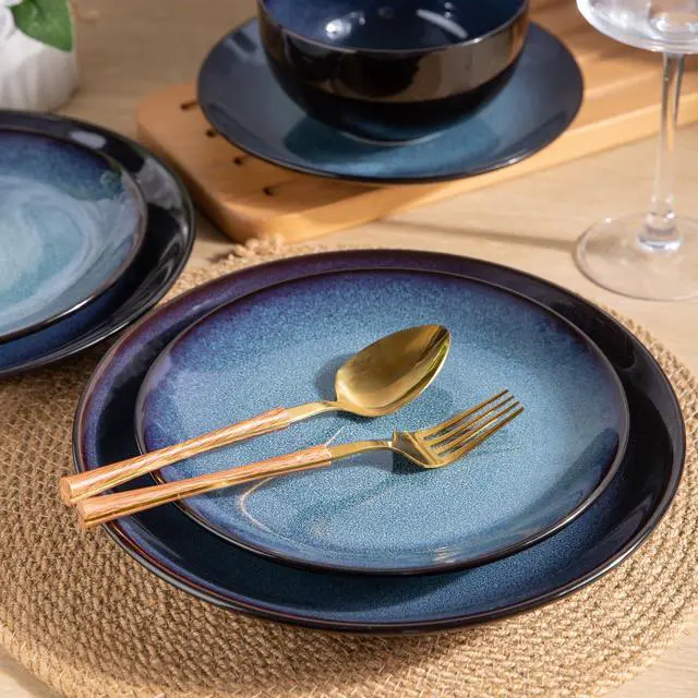 Alt view image 2 of 7 - Ceramic Dinnerware Sets for 6,18Pcs Stoneware Plates and Bowls Set