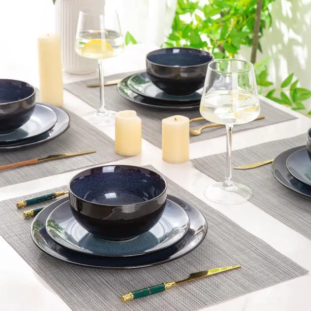 Alt view image 7 of 7 - Ceramic Dinnerware Sets for 6,18Pcs Stoneware Plates and Bowls Set