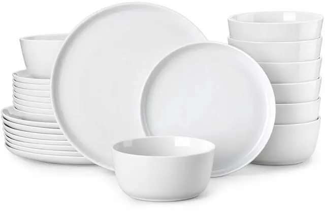Main image of 24-Piece Dinnerware Set for 8, White Porcelain Dishes
