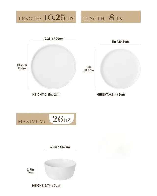 Alt view image 2 of 7 - 24-Piece Dinnerware Set for 8, White Porcelain Dishes