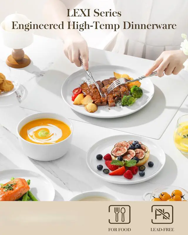 Alt view image 3 of 7 - 24-Piece Dinnerware Set for 8, White Porcelain Dishes