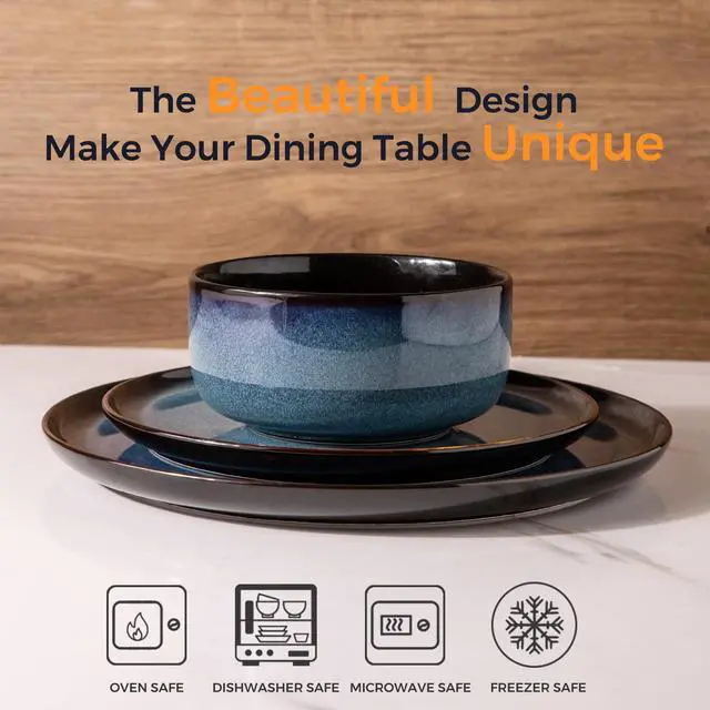 Alt view image 2 of 6 - Ceramic Dinnerware Sets for 8,24-Piece Plates and Bowls Set