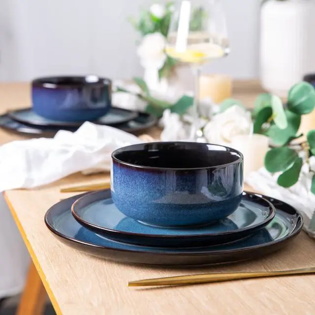 Alt view image 3 of 6 - Ceramic Dinnerware Sets for 8,24-Piece Plates and Bowls Set