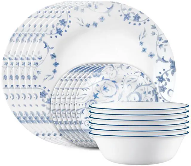 Main image of Vitrelle 18-Piece Service for 6 Dinnerware Set, Triple Layer Glass and Chip Resistant, Lightweight Round Plates and Bowls Set, Darlington
